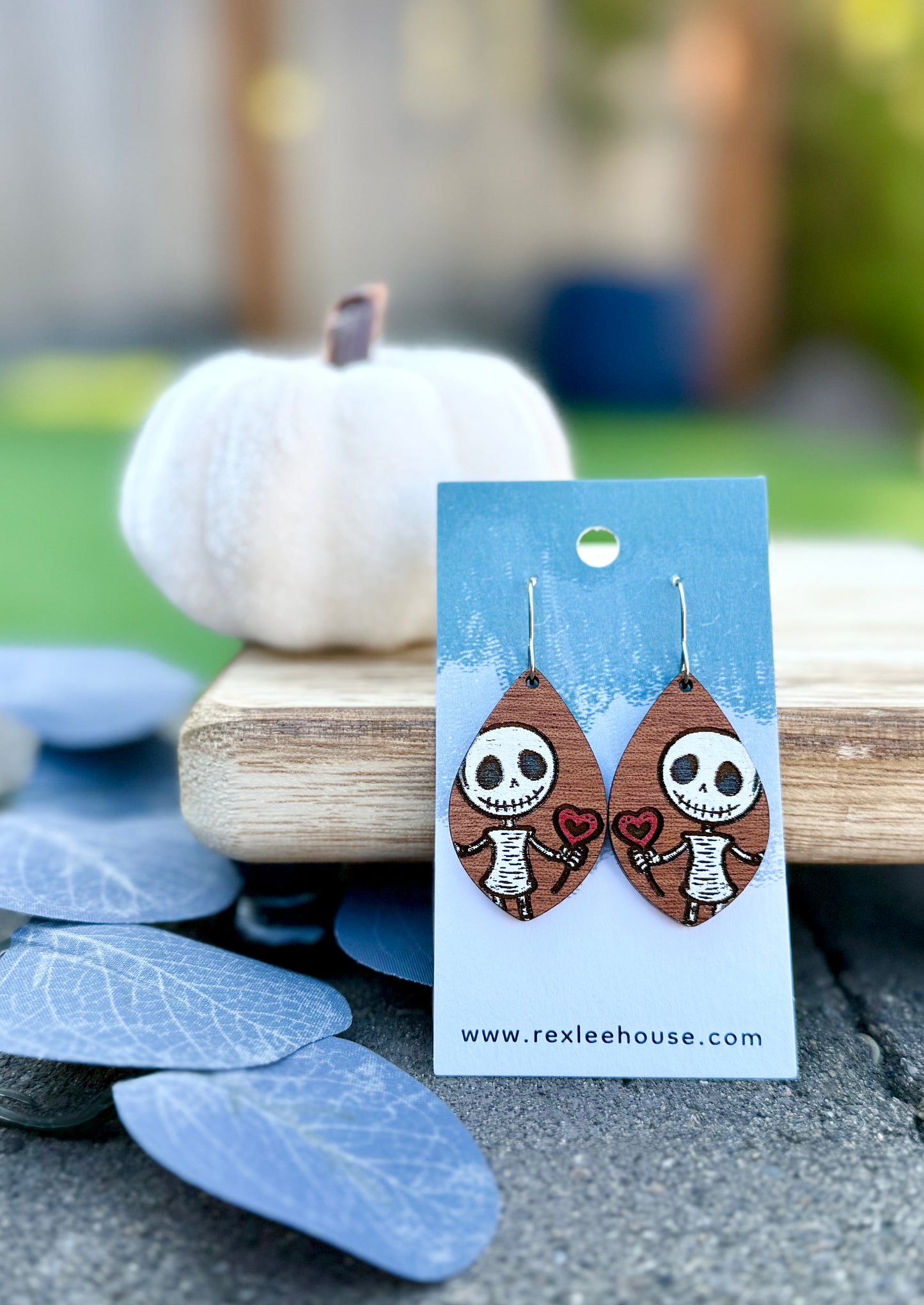 Skelly Love - Painted Wood Earrings