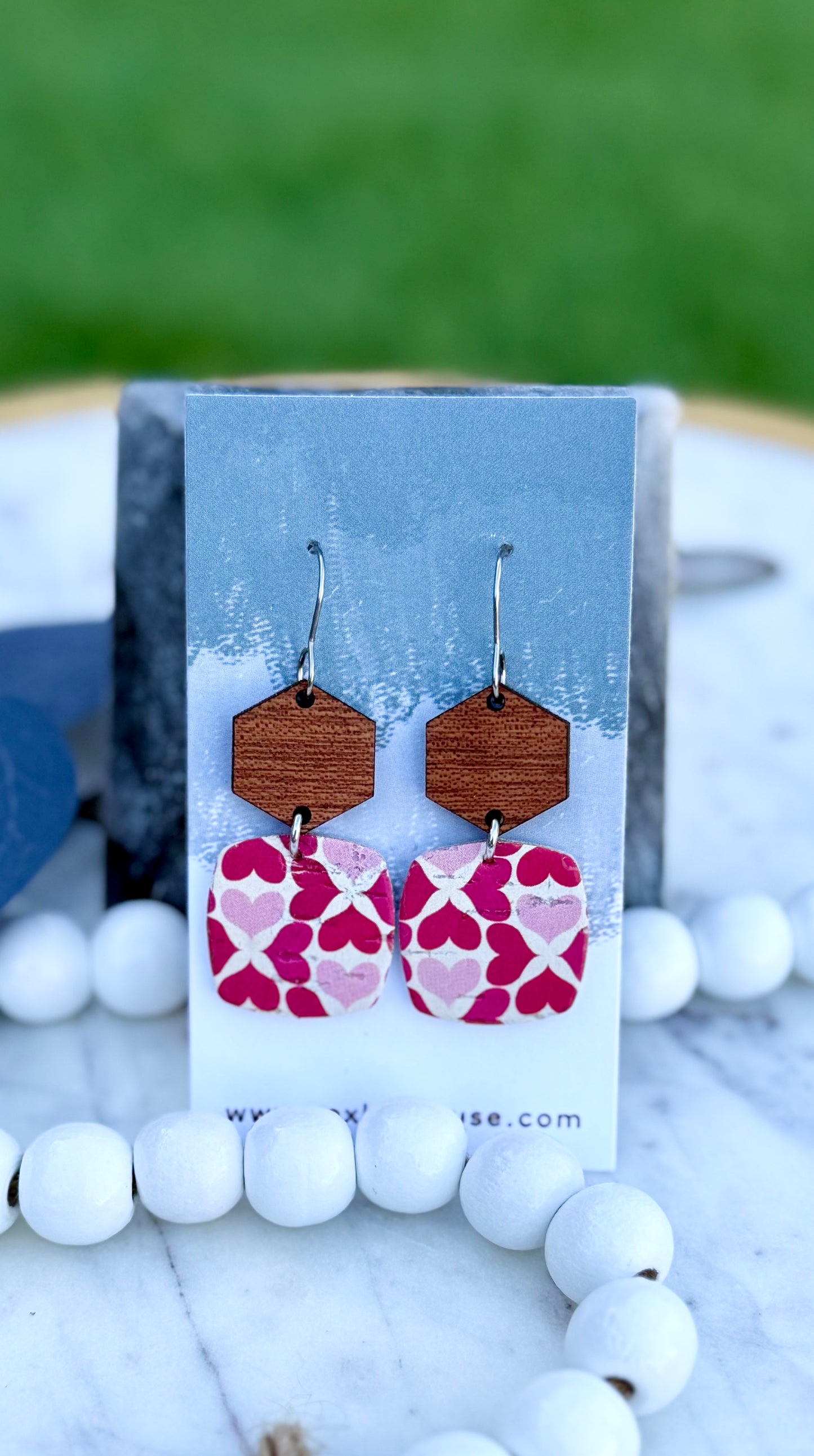 Petite Sweetheart - Leather and Wood Earrings