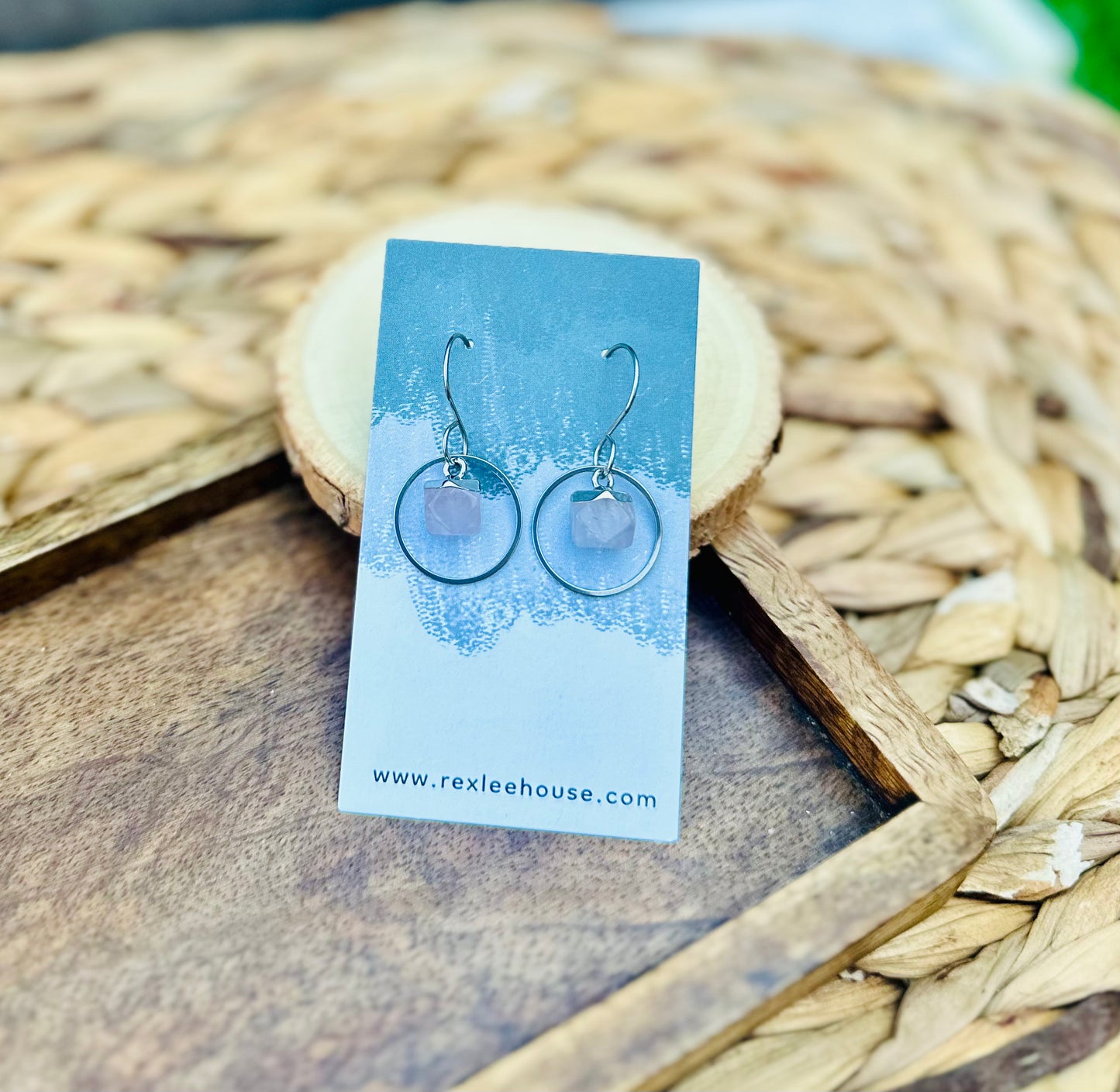 Silver Quartz Stone Hoops