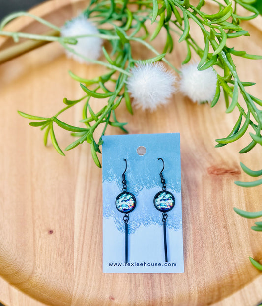 Black Stainless Steel Cab Earrings