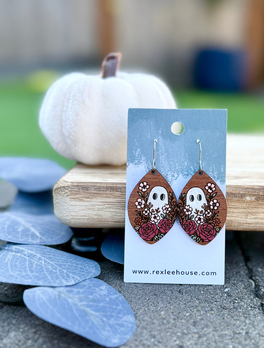Shy Ghost - Painted Wood Earrings