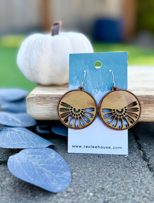 Sunrise Sunflowers - Painted Wood Earrings