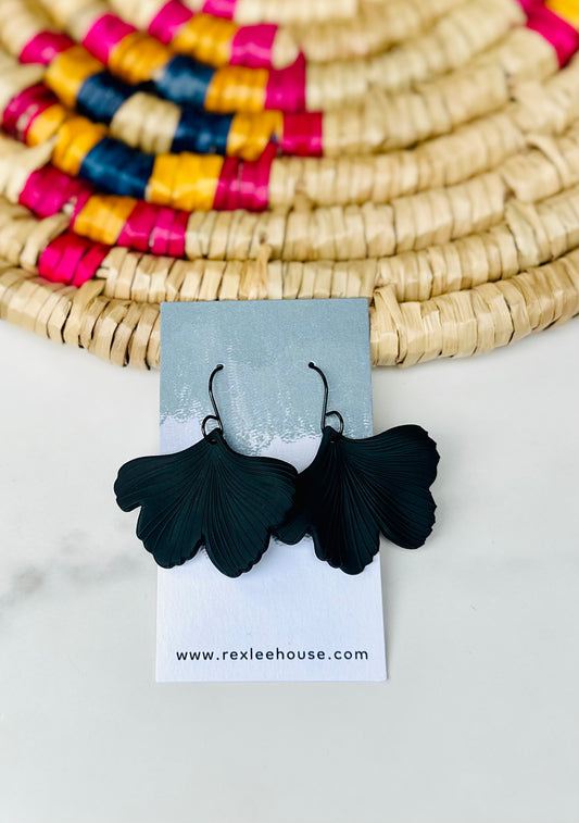 Black on Black Ginko Earrings