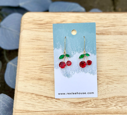 Sweet Cherries - Gold Earrings
