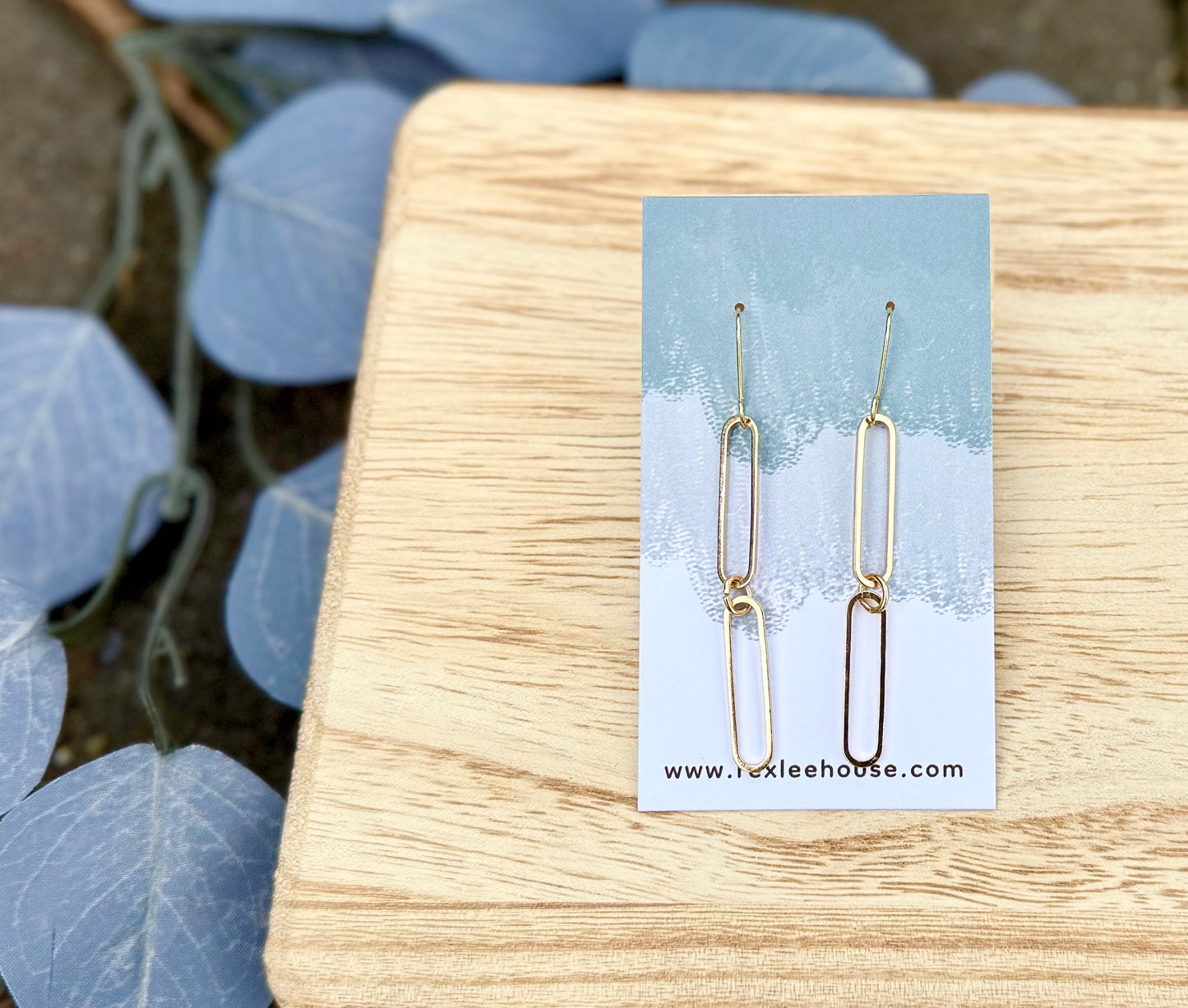 Gold Oval Chain Earrings