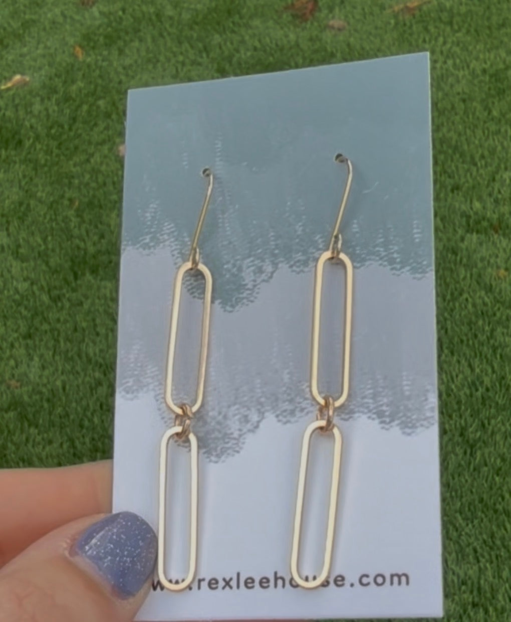 Gold Oval Chain Earrings