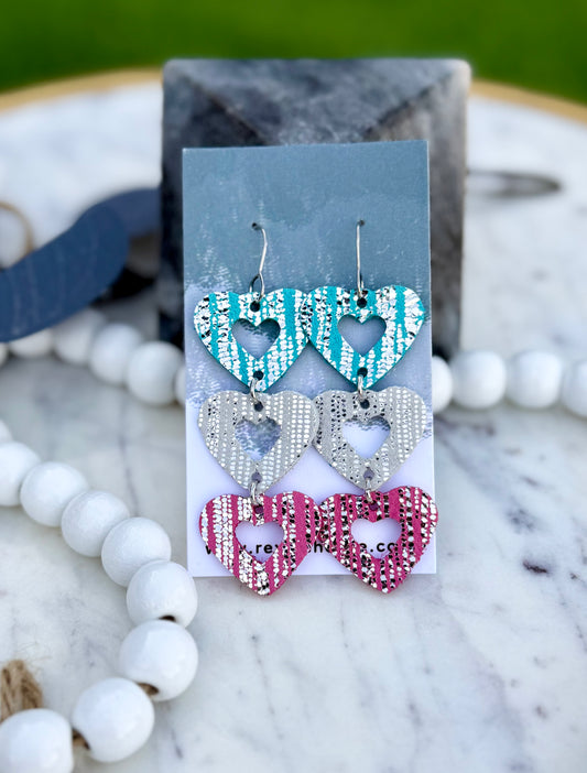 Tripple Hearts - Leather Earrings