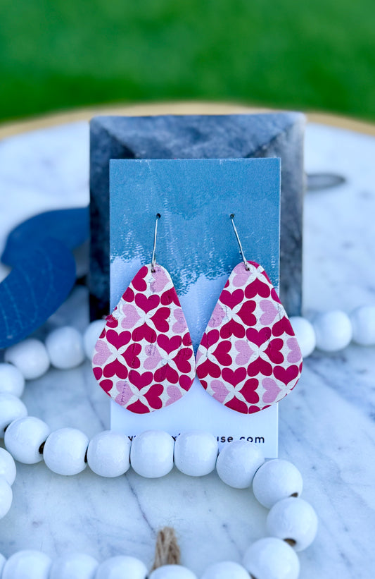 Sweetheart Teardrops - Leather Earrings