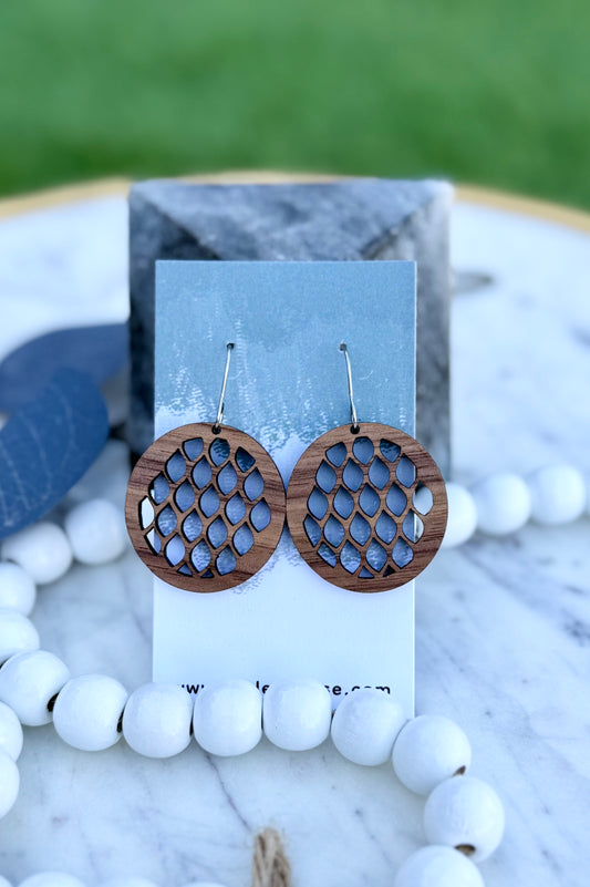 Scalloped Ovals - Walnut Wood Earrings