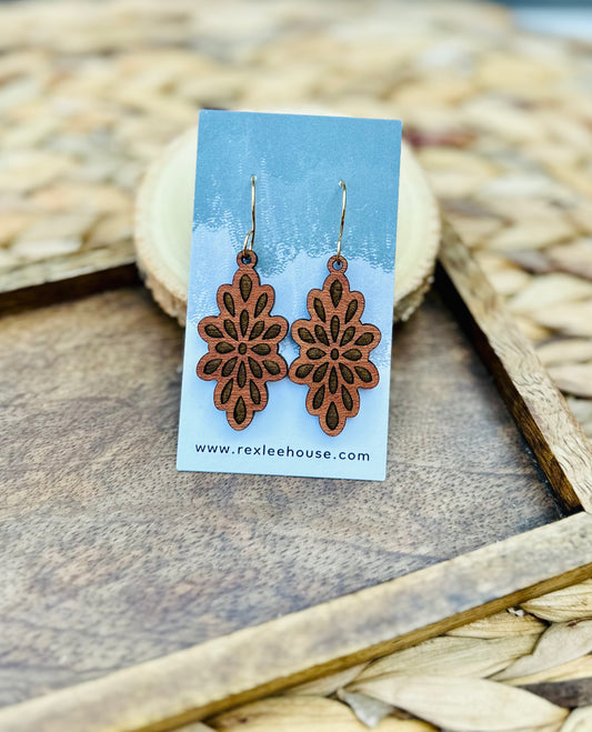 Flower Drop- Wood Earrings