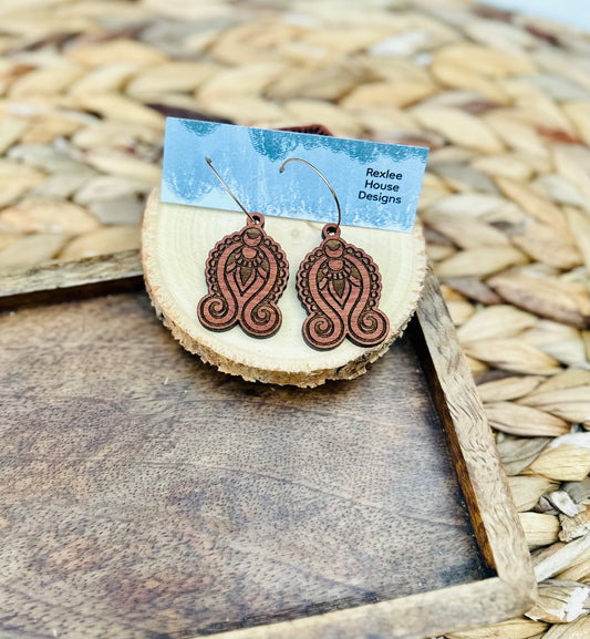 Hoop Scrolls - Wood Earrings