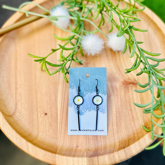 Black Stainless Steel Cab Earrings