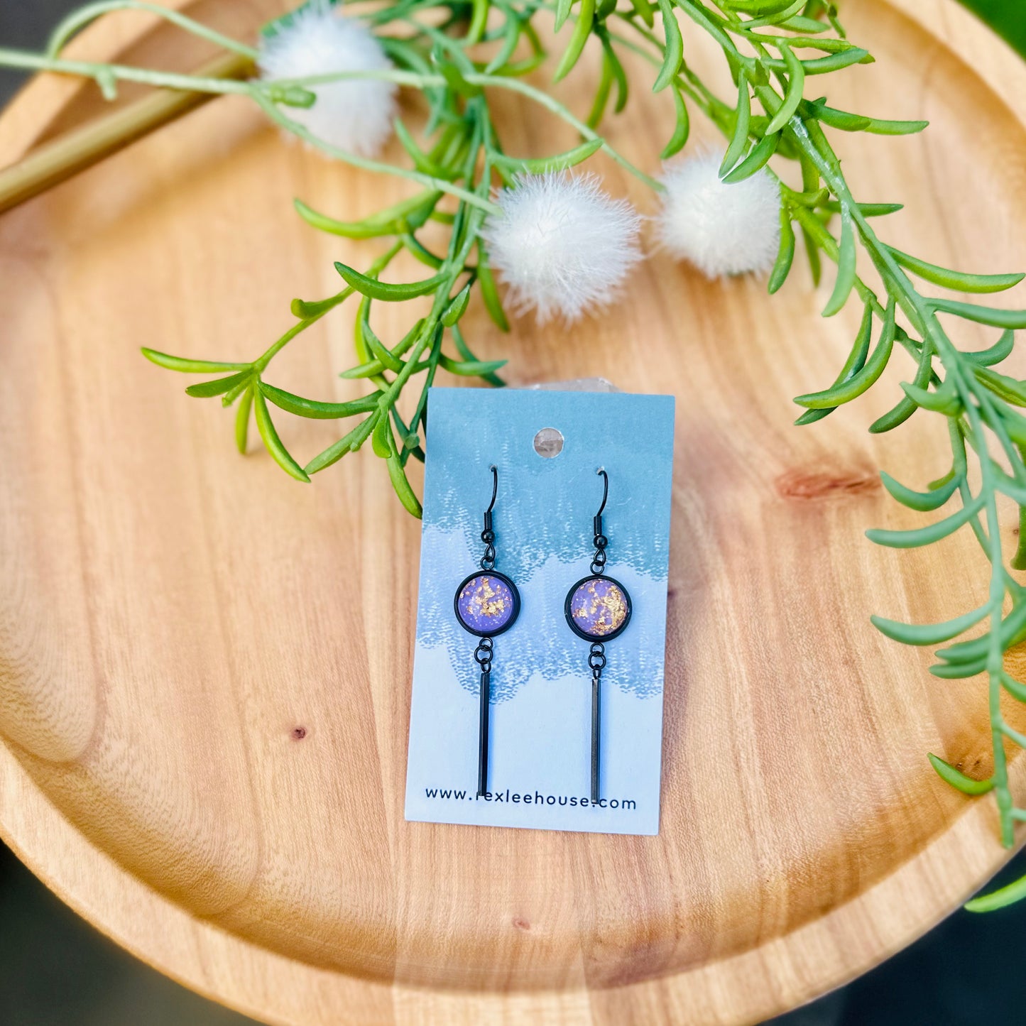 Black Stainless Steel Cab Earrings