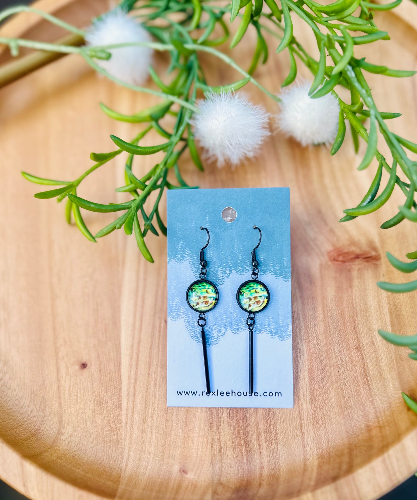 Black Stainless Steel Cab Earrings