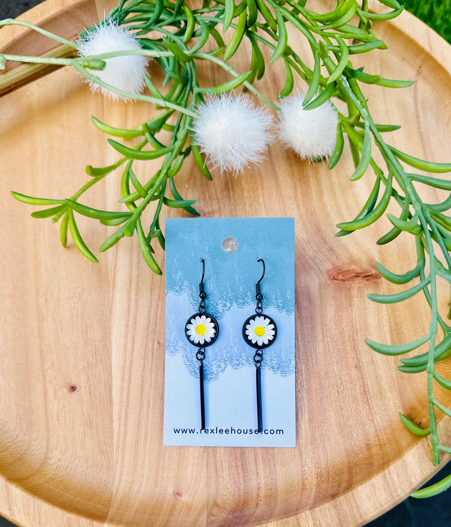 Black Stainless Steel Cab Earrings