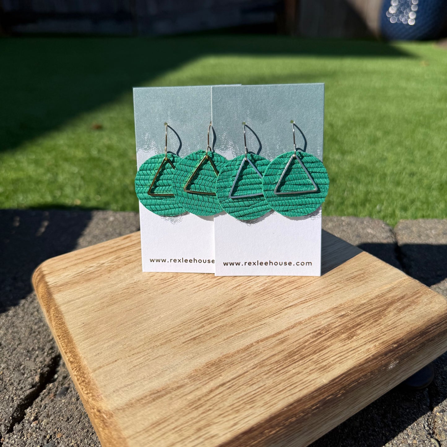 Braided Teal and Silver - Leather Earrings